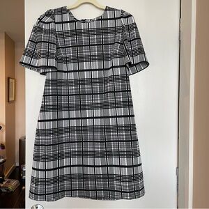 Calvin Klein Tulip-Sleeve Sheath Dress Black & White Size 14